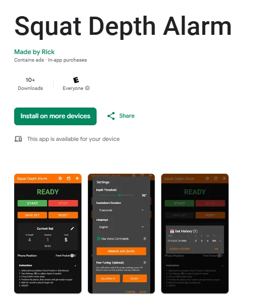 Squat Depth Alarm